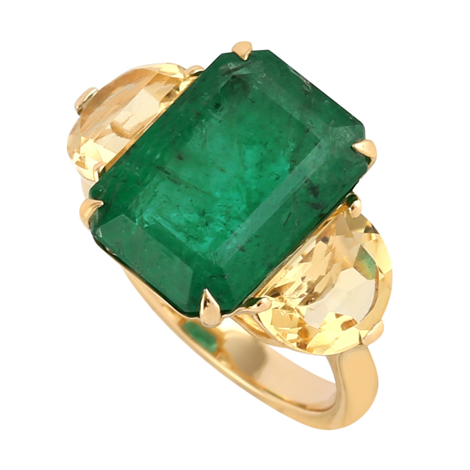 Emerald & Yellow Diamond Ring