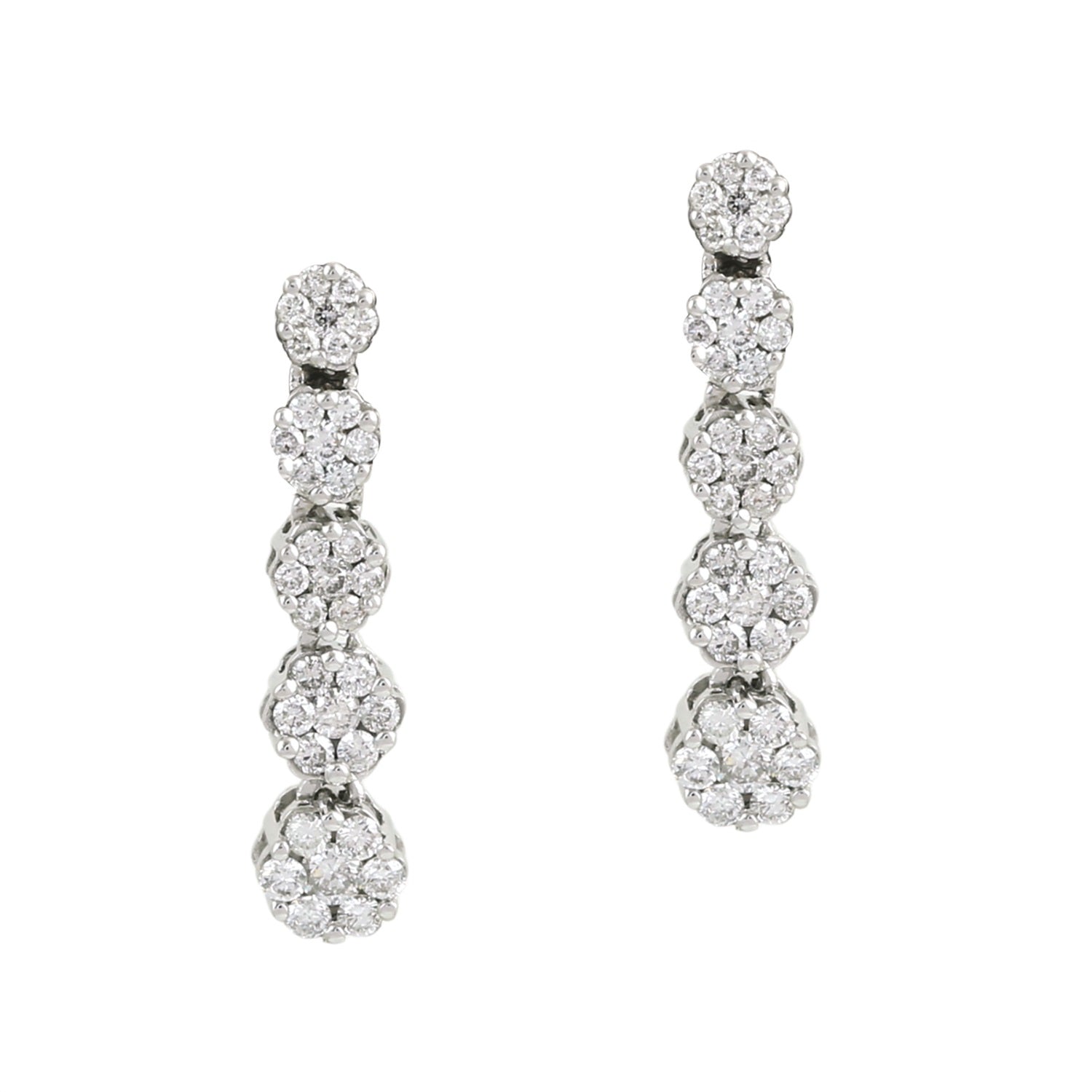 Diamond Flower Drop Earrings