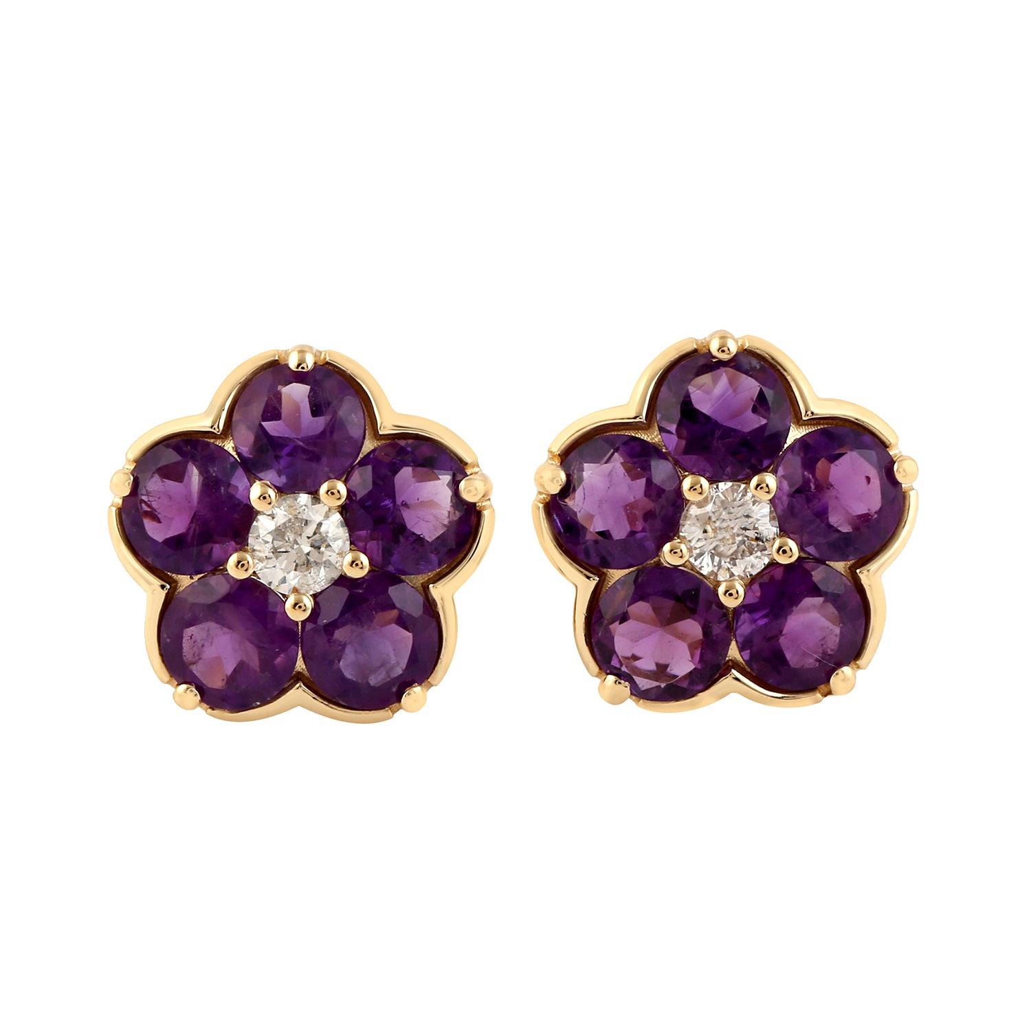 Amethyst Flower Studs