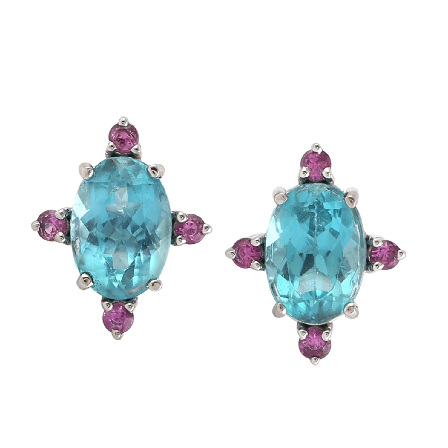 Aquamarine & Amethyst Studs