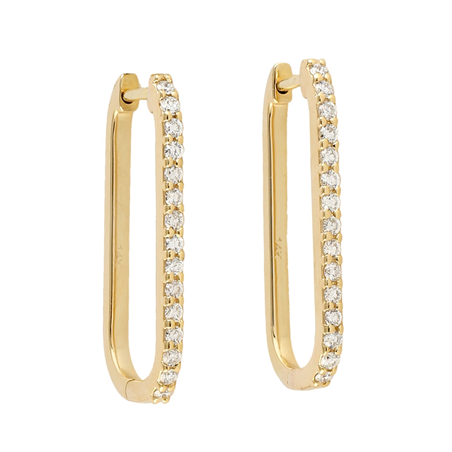 Gold Paperclip Diamond Earrings