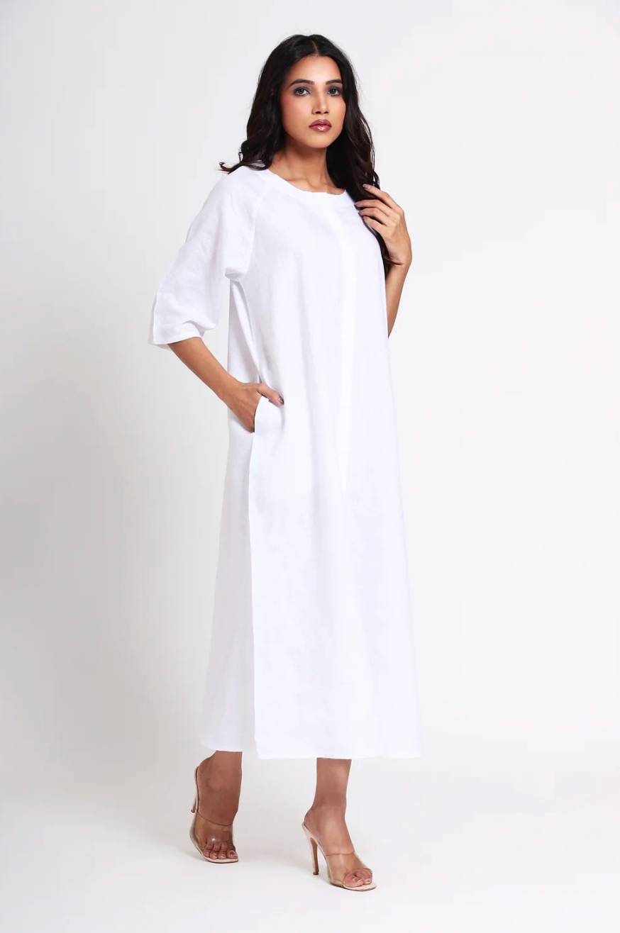 Oversized Napa Dress | White Linen