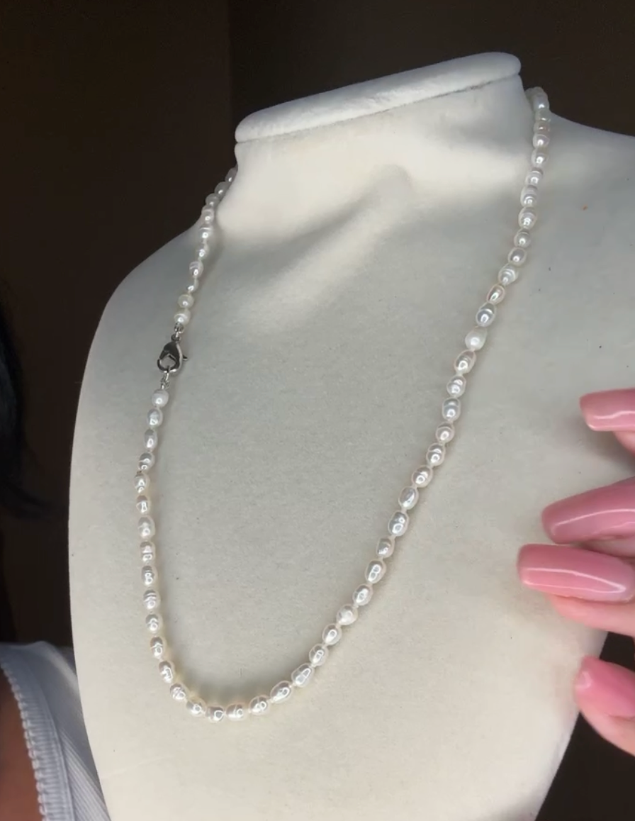 Freshwater Oval Seed Pearl Necklace