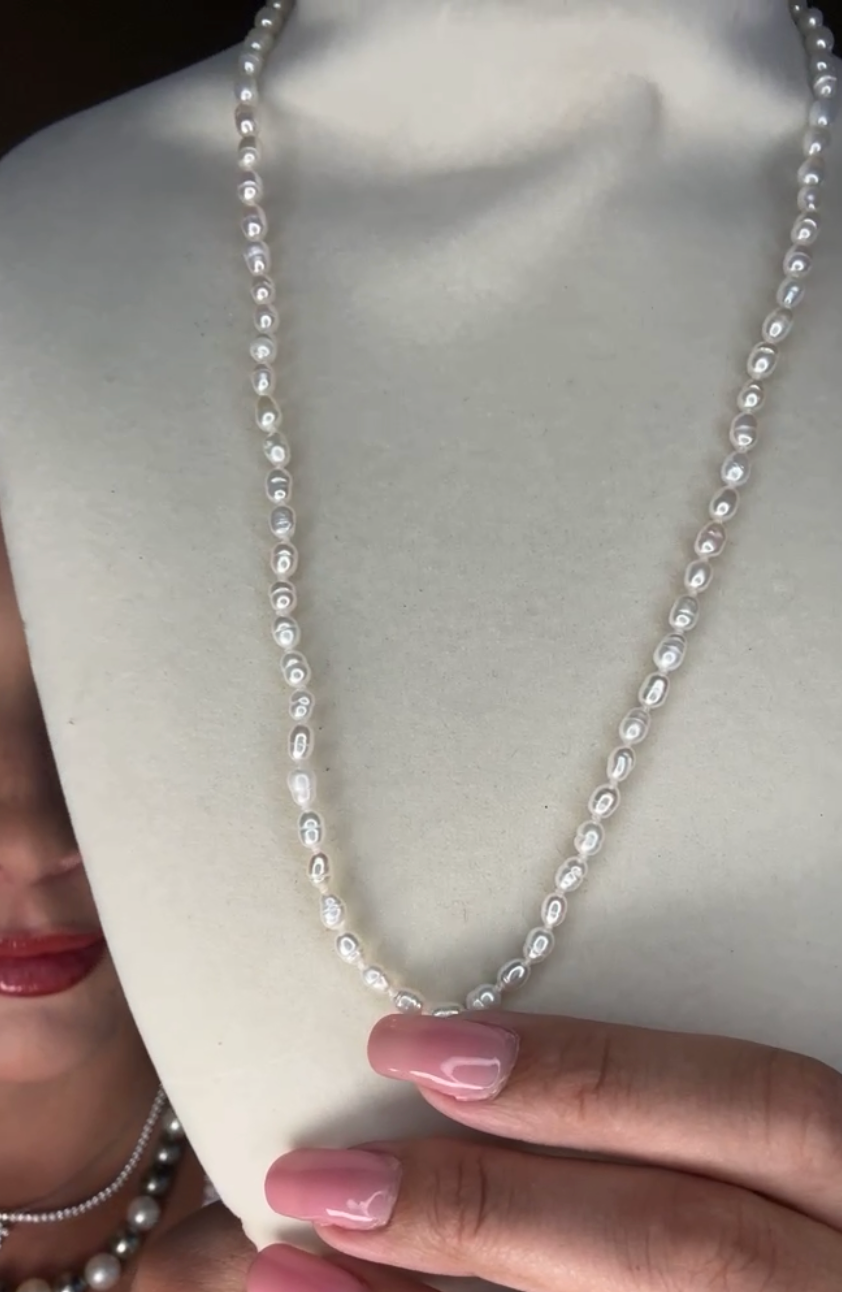 Freshwater Oval Seed Pearl Necklace