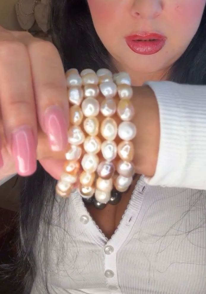 Large Multi-Color Freshwater Pearl Stretch Bracelet