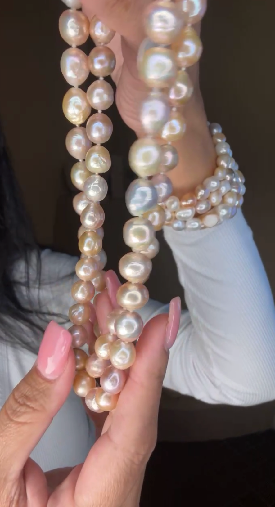 Pink Fireball Pearl Strand