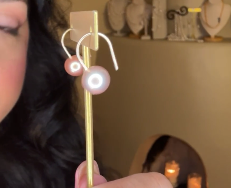 Horseshoe Pink Edison Pearl Earrings