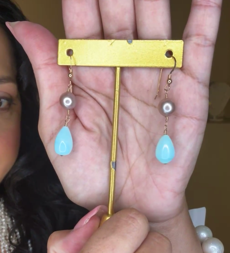 Pink Pearl & Amazonite Drops