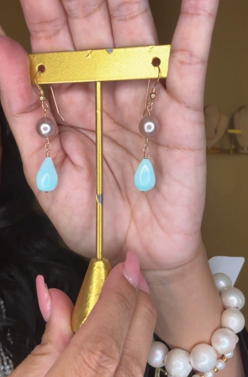 Pink Pearl & Amazonite Drops