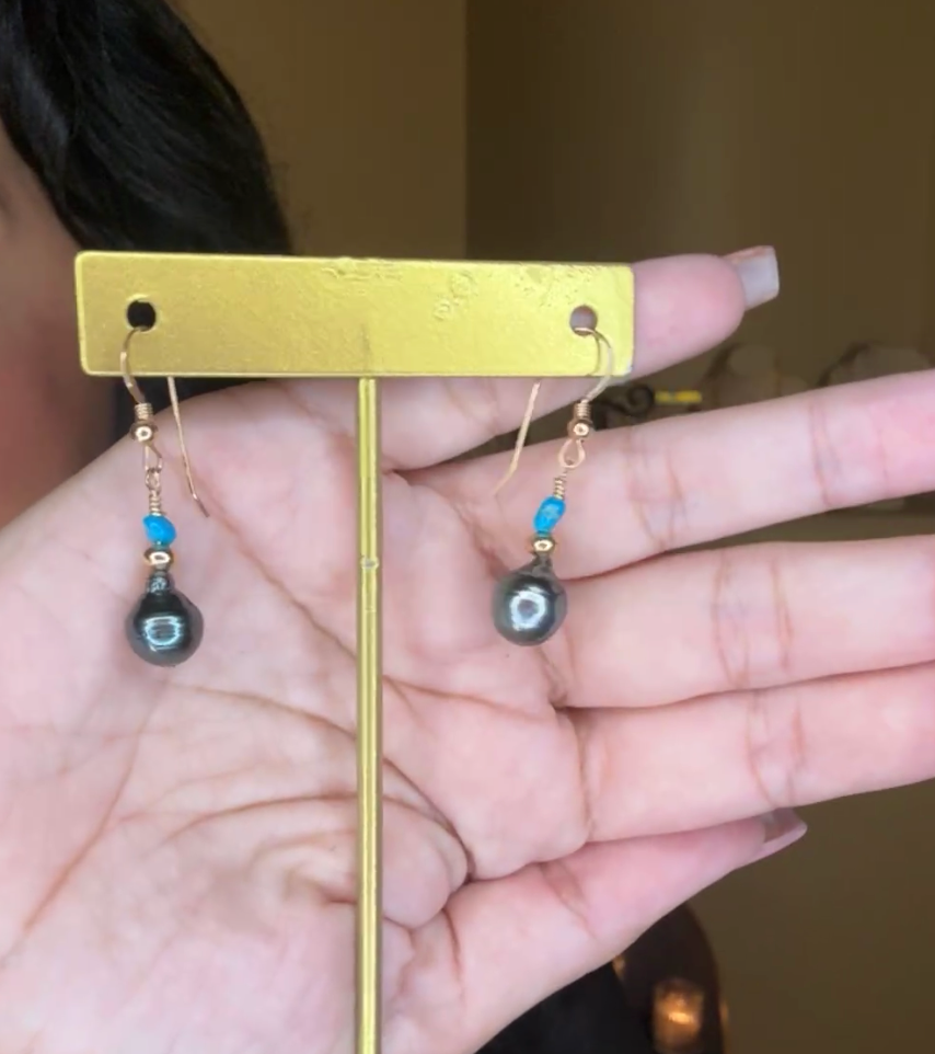 Tahitian Pearl & Sleeping Beauty Earrings