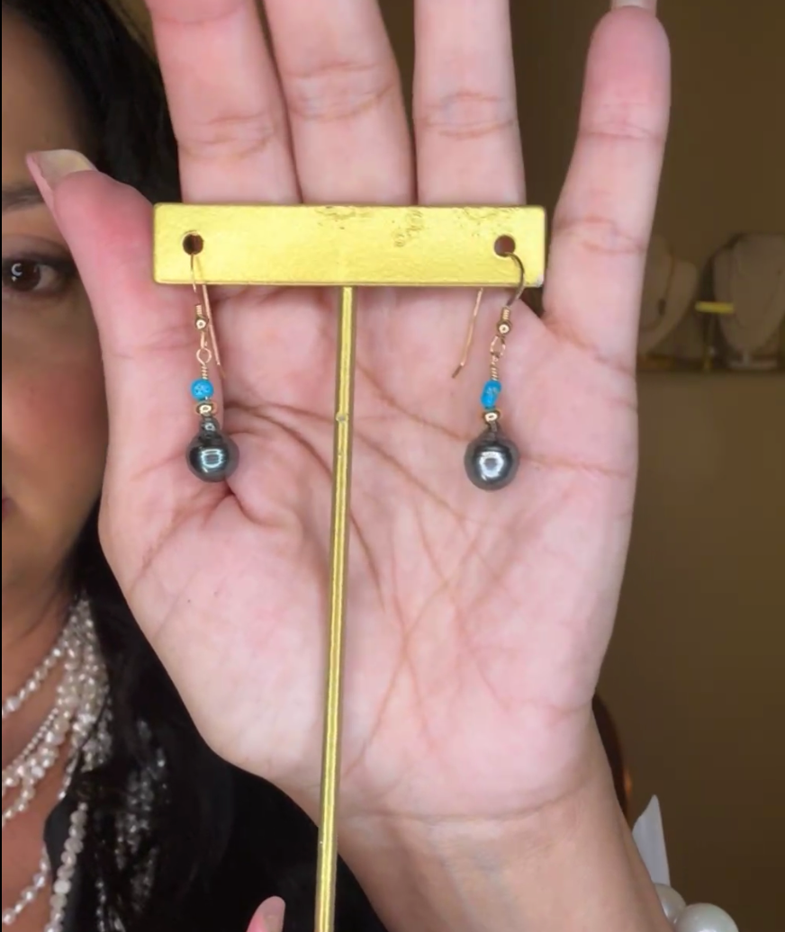 Tahitian Pearl & Sleeping Beauty Earrings
