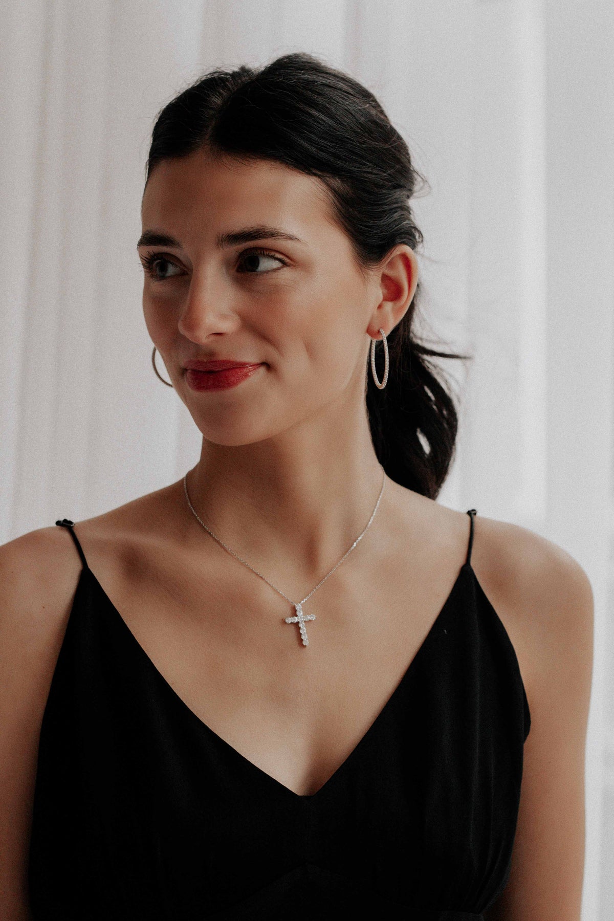 Natural 1ct Diamond Cross Necklace